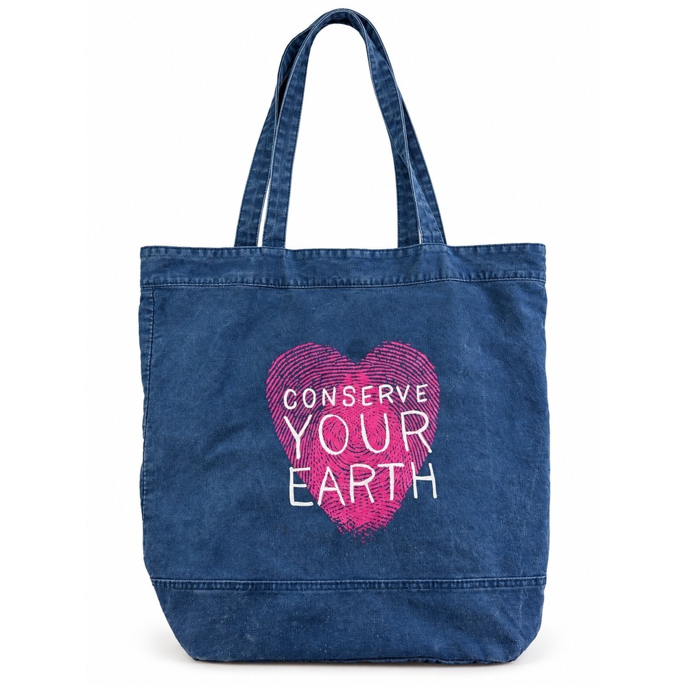 Old Navy Conserve Your Earth Denim Vintage Y2K Denim Graphic Shoulder Bag Purse